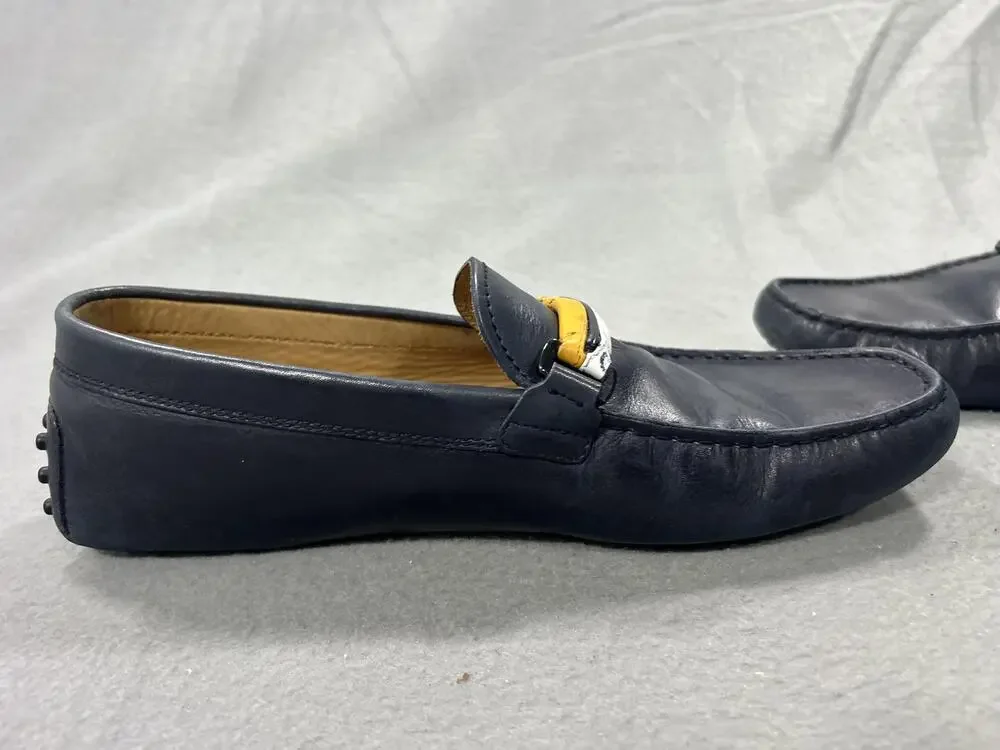 Tod's Shoes Mens Size 8 Blue Leather Driving Loafers Gommino Italy Slip On